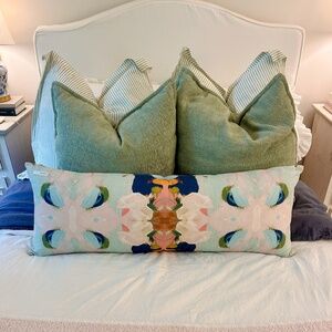 Blue and Green Geometric Pillow cover for Bedding. Laura Park Designs like new.